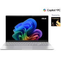Asus Vivobook S 15 OLED (S5507QA-MA007W) ნოუთბუქი – 15.6" 3K OLED, Snapdragon X Plus, 16GB RAM, 1TB SSD, Wi-Fi 6E, ვერცხლისფერი
