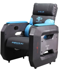 E-Blue Gaming Sofa With Movable Scroll Casters – ლურჯი/შავი, 150 კგ-მდე დატვირთვა, PU ტყავი