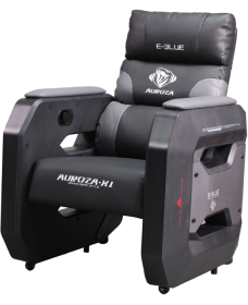 E-Blue Gaming Sofa With Movable Scroll Casters – ნაცრისფერი/შავი, 150 კგ-მდე დატვირთვა, PU ტყავი