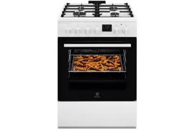 Electrolux LKK660220W / 4 Gas / Electric Oven / AirFry / PlusSteam / 58L / Aqua Clean / 85x60x60cm / White - გაზქურა, მსხვილი საყოფაცხოვრებო ტექნიკა