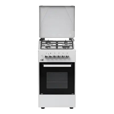 Oz OE 5040 W TOP FFD / OSE50X50B4  Coocker,  4Gas, Oven-Electric, 50x50x85, White, Top metal - გაზქურა, მსხვილი საყოფაცხოვრებო ტექნიკა