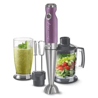 Sencor SHB 5603VT 4 in 1 Hand Blender, TITANIUM QuadBlade Technology, Power Input 1 000 W, Extra Quiet DC Motor, 800 ml Beaker with Lid, 1 250 ml